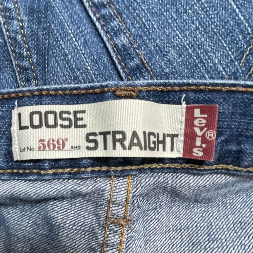 Levi's 569 Loose‎ Straight Jeans Mens 42x32 Blue 90s Grunge Y2K Baggy Classic